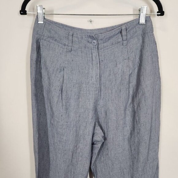 Poetry High-twist délavé linen TAPERED TROUSERS in Soft Denim - Size US 4 - Picture 3 of 9